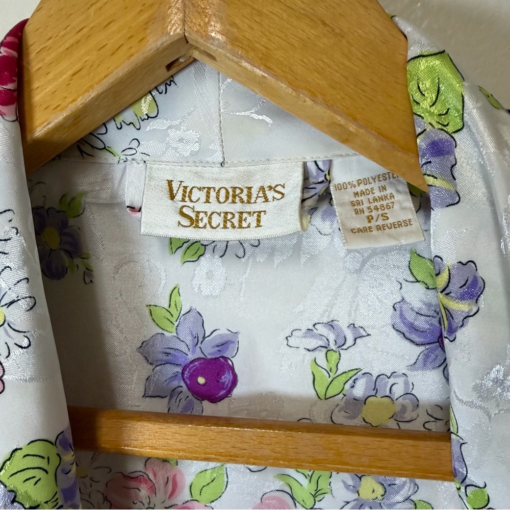 Vintage Robe Victoria's Secret Gold Label Satin Floral Jacquard S 80s Romantic - Picture 5 of 12